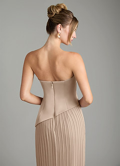 Azazie Tierney Bridesmaid Dresses Taupe A-Line Strapless Chiffon Convertible Dress image12
