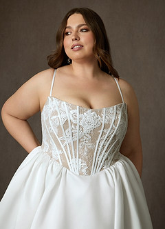 Azazie Mirabeth Robes de mariée Robe Princesse en Dentelle Sans bretelles Diamant Blanc Sable image17