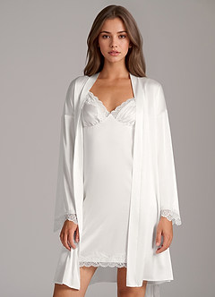 front Ensemble robe et nuisette en satin et dentelle