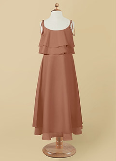 Azazie Temi Flower Girl Dresses Bronzer A-Line Spaghetti Strap Chiffon Dress image10