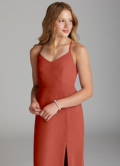 Azazie Becca Junior Meerjungfrau-Linie Chiffon Kleid Rotbraun image3