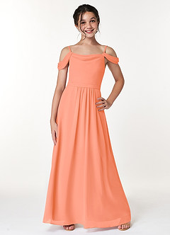 Azazie Alivia Junior Jurk van Chiffon met A-Lijn Off the Shoulder Zonsondergang image1
