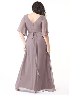 Azazie Cierra Brautjungfernkleider A-Linie V-Hals Chiffon Kleid Dämmerung image10
