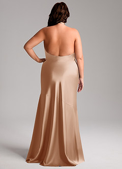 Azazie Lorena Robes de demoiselle d'honneur Robe Sirène en Satin extensible Plissée Rose Perle image2
