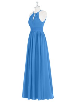 Azazie Cherish Bridesmaid Dresses Blue Jay A-Line Pleated Chiffon Dress image8