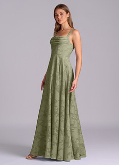 Azazie Shaude Bridesmaid Dresses Pistachio A-Line Pleated Floral Burnout Dress image4