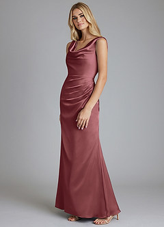 Azazie Tallie Bridesmaid Dresses Amethyst Mermaid Pleated Stretch Satin Dress image2