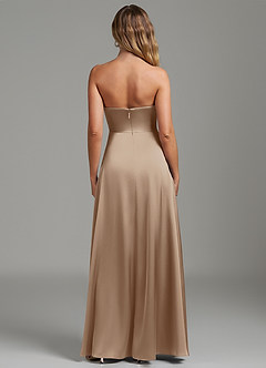 Azazie Niveah Bridesmaid Dresses Taupe A-Line Strapless Stretch Satin Convertible Dress image8