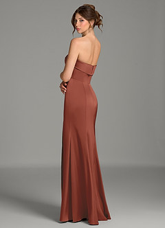 Azazie Helena Robes de demoiselle d'honneur Robe Sirène en Satin extensible Bustier Auburn image6