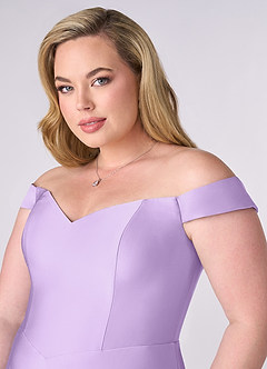 Barbie ♥ Azazie Bridesmaid Dresses Lilac A-Line Off the Shoulder Stretch Satin Convertible Dress image11