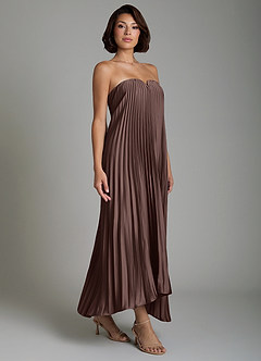 Azazie Rayna Bridesmaid Dresses Ganache A-Line Strapless Stretch Satin Dress image5