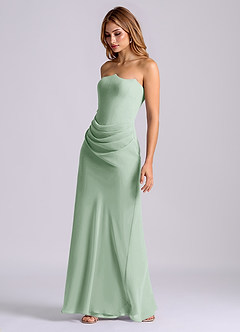 Azazie Debby Bridesmaid Dresses Agave Mermaid Strapless Chiffon Dress image3