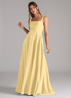 Azazie Shaude Bridesmaid Dresses Butter A-Line Pleated Stretch Satin Dress image5