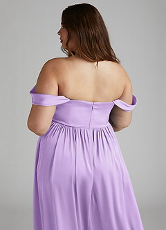 Azazie Morana Bridesmaid Dresses Lilac A-Line Off the Shoulder Stretch Satin Convertible Dress image18