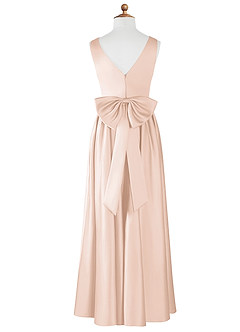 Azazie Hathaway Junior Abito A-Line in Raso Elasticizzato Fiocco Rosa Rossore image6