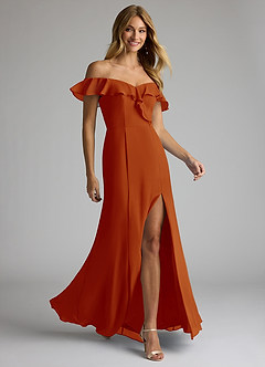 Azazie Sophie Bridesmaid Dresses Paprika A-Line Off the Shoulder Chiffon Convertible Dress image4