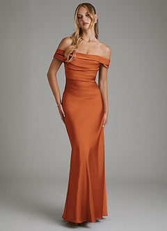 Azazie Hayden Bridesmaid Dresses Cinnamon Mermaid Corset Stretch Satin Dress image5