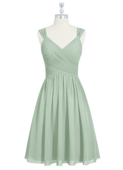Azazie Angie Bridesmaid Dresses Agave A-Line Corset Chiffon Dress image7