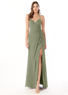 Azazie Aribella Bridesmaid Dresses Pistachio Sheath Ruched Chiffon Dress image1