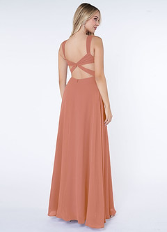 Azazie Nahrin Vestidos de damas de honor Vestido de Mai Tai de Gasa de Corte en A con Cuello en V Plisado image4