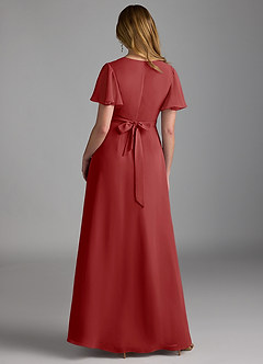 Azazie Zaniah Bridesmaid Dresses Rust A-Line Chiffon Dress image2
