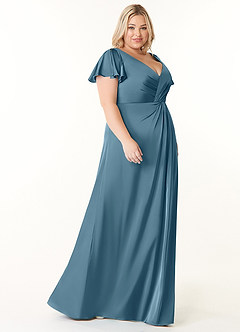 Azazie Soren Bridesmaid Dresses Bermuda A-Line Pleated Stretch Satin Dress image10