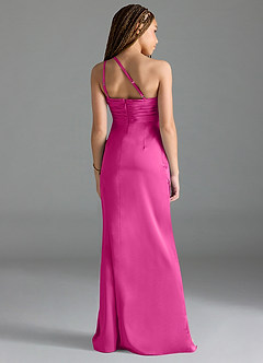 Azazie Eren Junior Vestido de Fucsia de Satén Elástico de Recto con Plisado image2