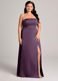 Azazie Wren Bridesmaid Dresses Plum A-Line Strapless Stretch Satin Convertible Dress image11