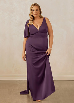 Christian Siriano Bridal for Azazie 1011 Robes de demoiselle d'honneur Robe Sirène en Satin extensible Arc Prune image16