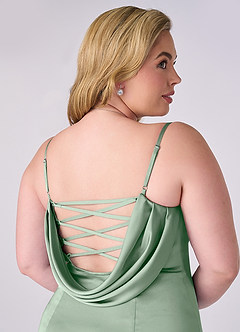 Barbie ♥ Azazie Jurken voor bruidsmeisjes Jurk van Stretch Satijn met Zeemeermin Korset Agave image8