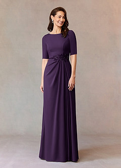 Azazie Joelle Mother of the Bride Dresses Plum A-Line Sequins Stretch Crepe Dress image2