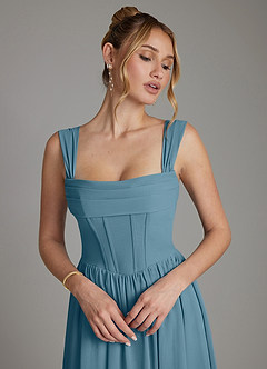 Azazie Caterina Bridesmaid Dresses Bermuda A-Line Corset Chiffon Dress image3