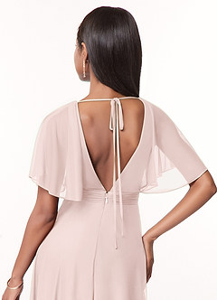 Azazie Tinsley Robes de demoiselle d'honneur Robe Trapèze en Maille Plissée Rose Pâle image4