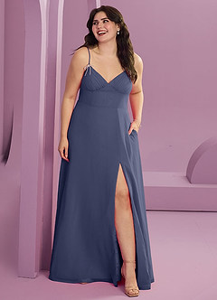 Barbie ♥ Azazie 신부 들러리 드레스 크리스탈 리본 V넥 A라인 드레스 image7