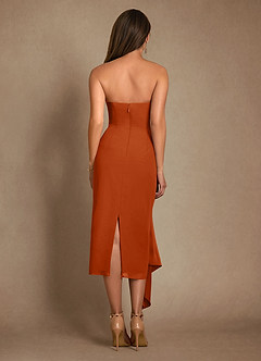 Azazie Dinanta Mother of the Bride Dresses Burnt Orange Column Pleated Chiffon Dress image3