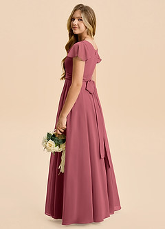 Azazie Cady Junior A-Linie Plissee Chiffon Kleid Merlot image6