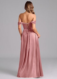 Azazie Hattie Robes de demoiselle d'honneur Robe Trapèze en velours Rayé Rose Poussiéreuse image6