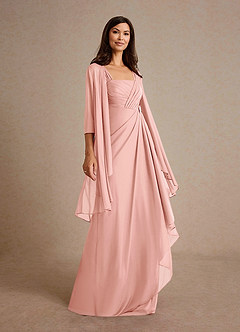 Azazie Clinton Mother of the Bride Dresses Rosette A-Line Pleated Mesh Dress image2