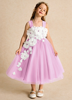 Azazie Dovey Abiti da Ragazza di Fiori Abito Principessa in Tulle Fiocco Rosa Confetto image2
