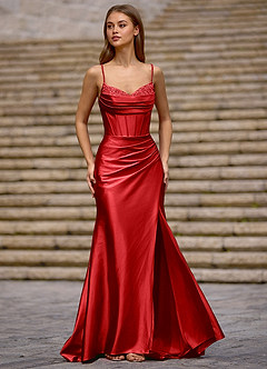 Glow Red Silk-like Satin Prom Dress Prom and Homecoming Dresses | Azazie DE Glow Red Silk-like Satin Prom Dress Prom and Homecoming Dresses | Azazie DE