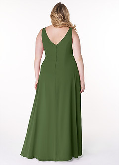 Azazie Kori Final Sale Olive A-Line Pleated Chiffon Dress image7