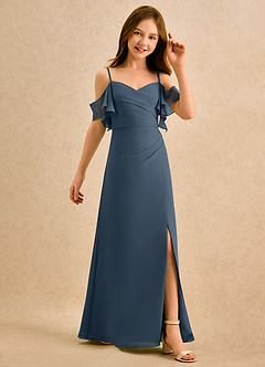 Azazie Pippy Girls Formal Flower Girl Klänningar Klä A-Line i Chiffong Älskling Halsringning image5