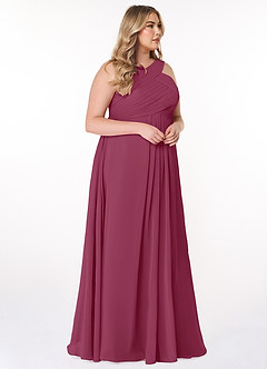 Azazie Kaleigh Brautjungfernkleider A-Linie Plissee Chiffon Kleid Maulbeerrot image10