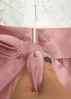 Azazie Pookie vestidos de niña de las flores Vestido Rosa Polvorienta de Tul de Corte en A con Encaje image6