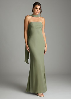 Azazie Saylor Bridesmaid Dresses Pistachio Mermaid Strapless Chiffon Dress image1