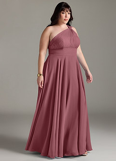 Azazie Charlize Bridesmaid Dresses Desert Rose A-Line One Shoulder Chiffon Dress image10