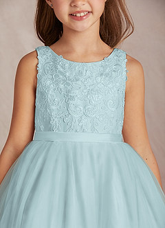 Azazie Calla Flower Girl Dresses Mist Ball-Gown Lace Tulle Dress image6