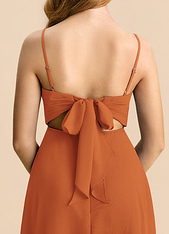 Azazie Shale Cinnamon A-Line Bow Chiffon Dress image6