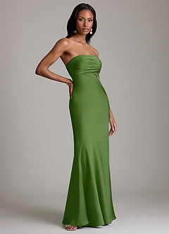 Azazie Saylor Brudtärnklänningar Klä av Sjöjungfru i Stretch Satin Axelbandslös Basilika image4