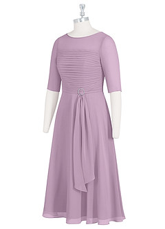 Azazie Naomi Kleider für die Brautmutter A-Linie Bootshals Gefaltet Chiffon Kleid Blauregen image9